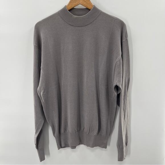 Baracuta Silk Blend Gray Mock Neck Sweater Size Large - Picture 1 of 9